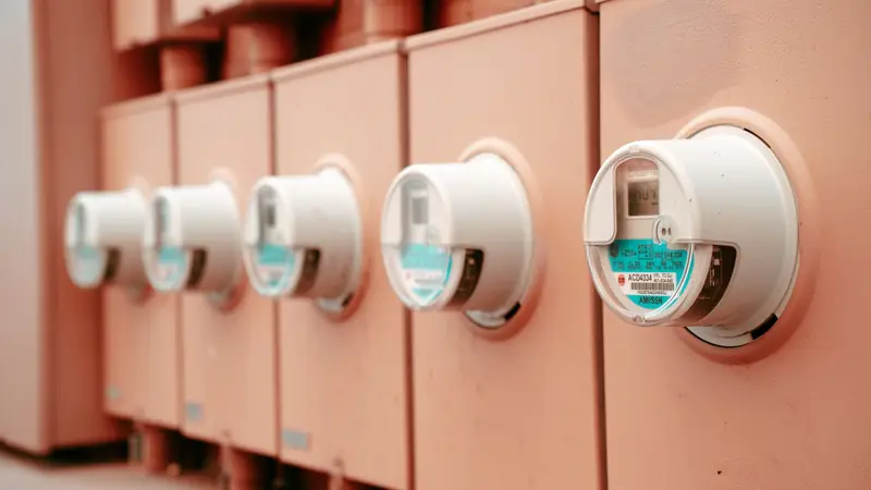 A row of electricity meters